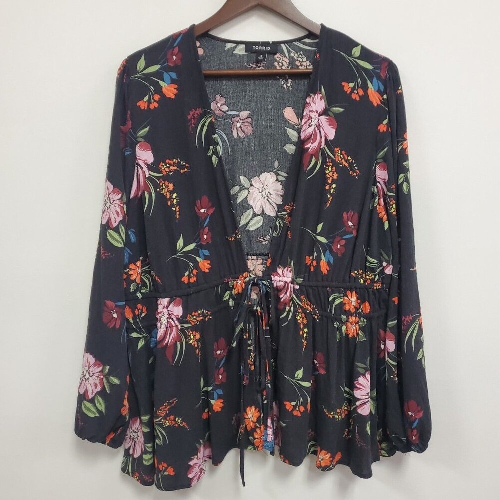 Torrid Floral Black Blouse